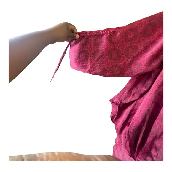 Cato Womens Paisley Silky Blouse Long Sleeve Button Up Top Red Size 22/24W - Picture 4 of 8